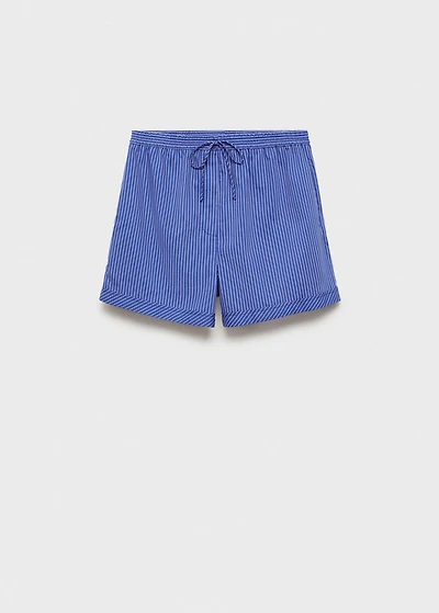 Striped cotton blend shorts
