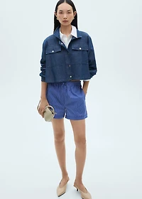 Striped cotton blend shorts