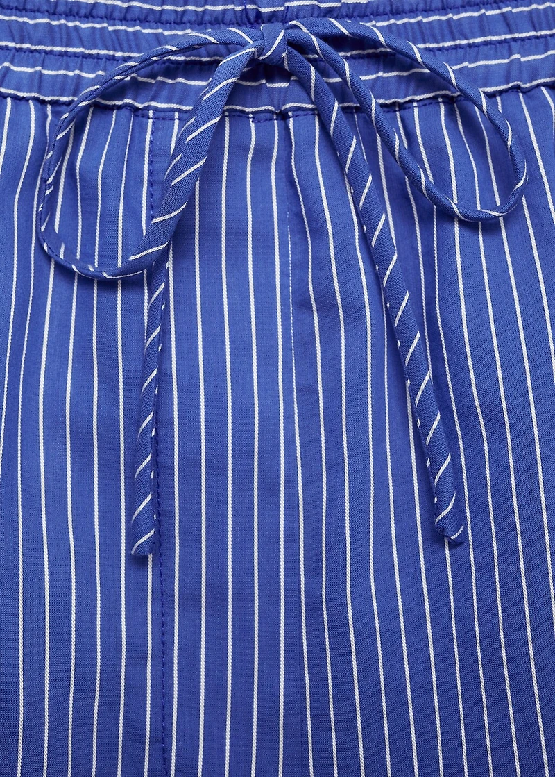 Striped cotton blend shorts