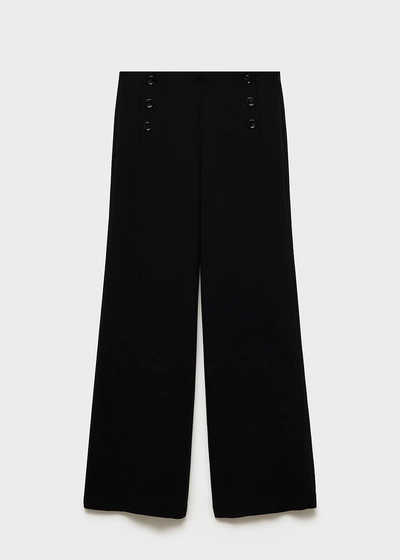 Wide leg pants with buttons