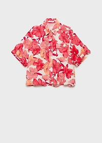 Floral-print shirt with pockets