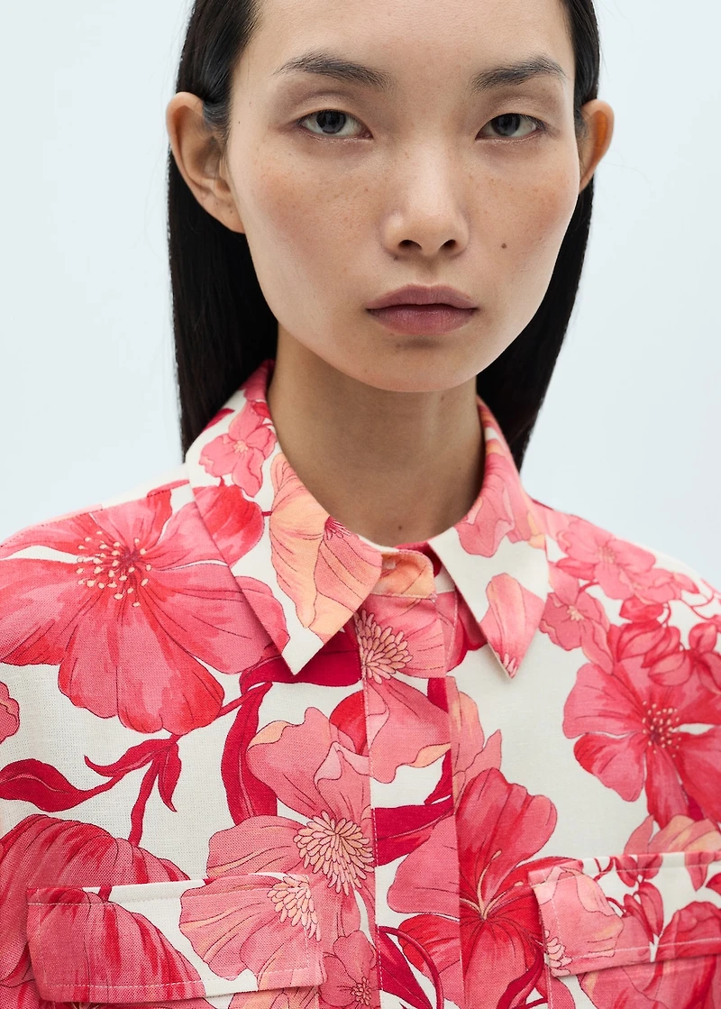 Floral-print shirt with pockets