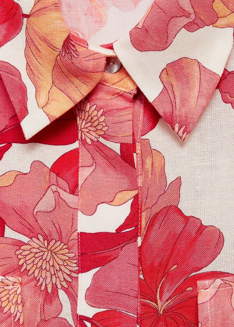 Floral-print shirt with pockets