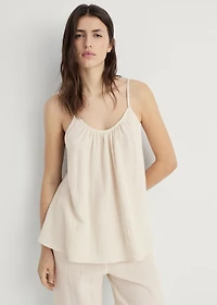Plain cotton spaghetti-strap pajama top