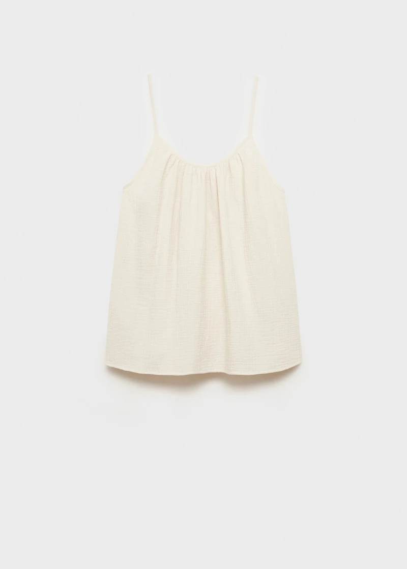 Plain cotton spaghetti-strap pajama top