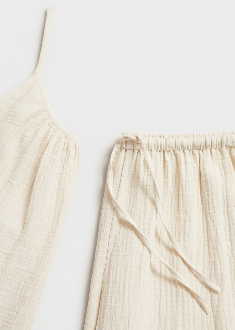 Plain cotton spaghetti-strap pajama top