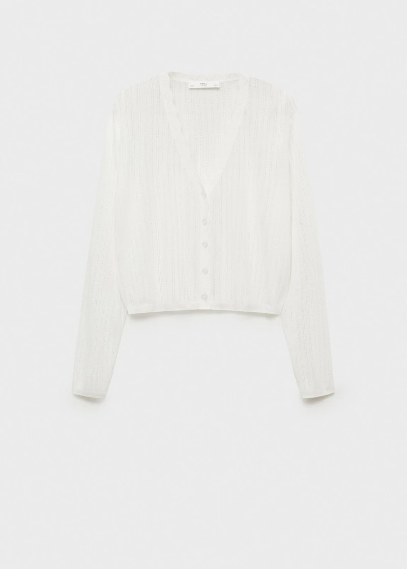 Pajama cardigan with lace detail