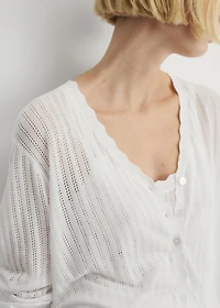 Pajama cardigan with lace detail