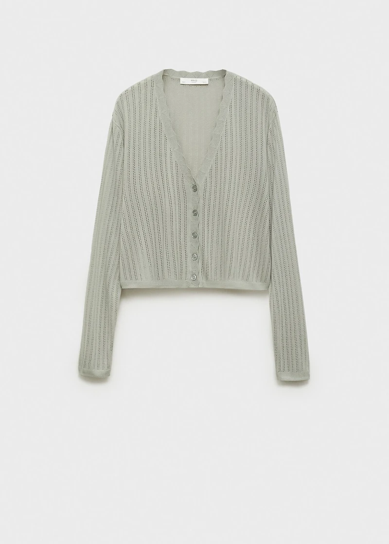 Pajama cardigan with lace detail