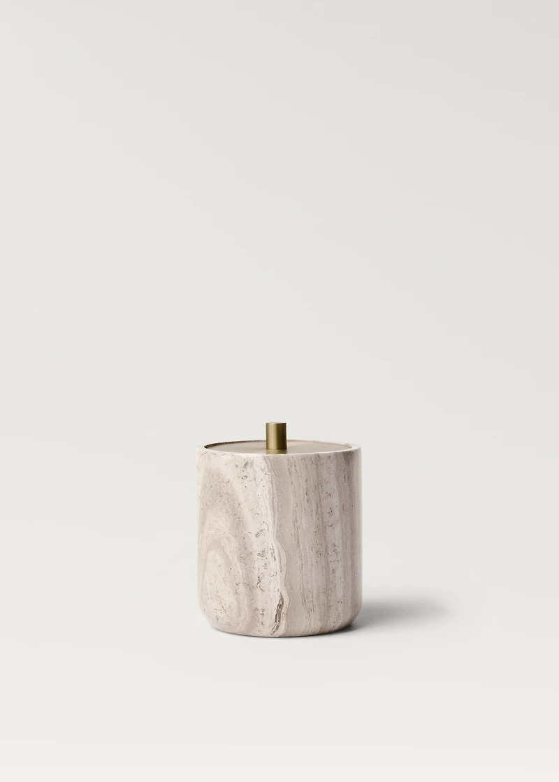 Marble bathroom jar with metal lid