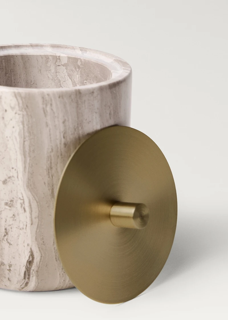 Marble bathroom jar with metal lid
