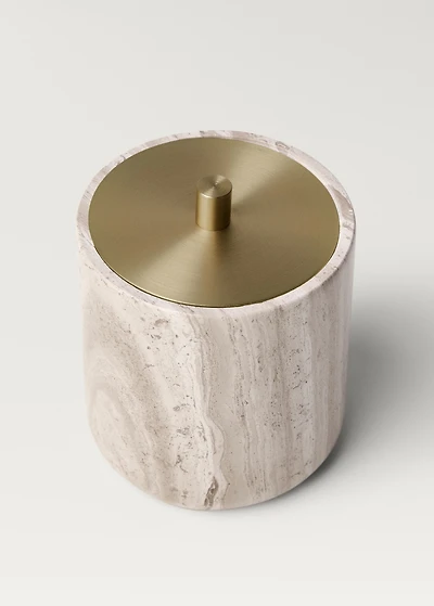 Marble bathroom jar with metal lid