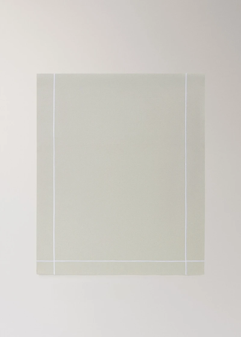 Cotton embroidered table runner with scalloped detail