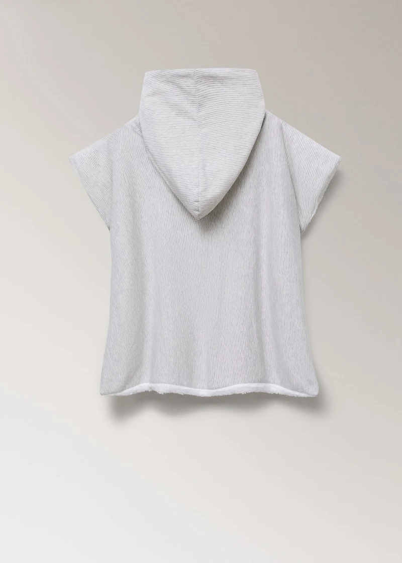 Children's cotton bath poncho with two-tone stripes