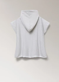 Children's cotton bath poncho with two-tone stripes