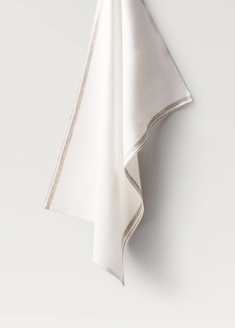 Linen dish cloth with stripes and dyed yarn