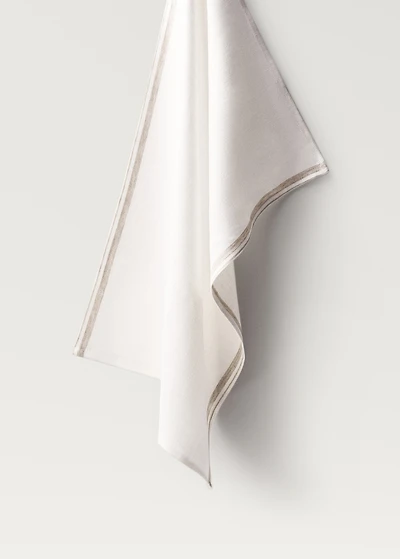 Linen dish cloth with stripes and dyed yarn