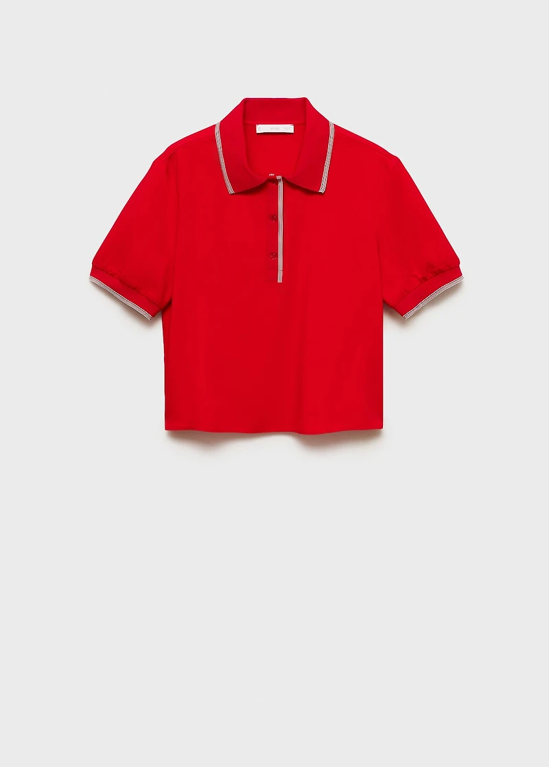 Cropped polo shirt with contrasting trim