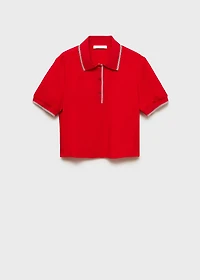 Cropped polo shirt with contrasting trim