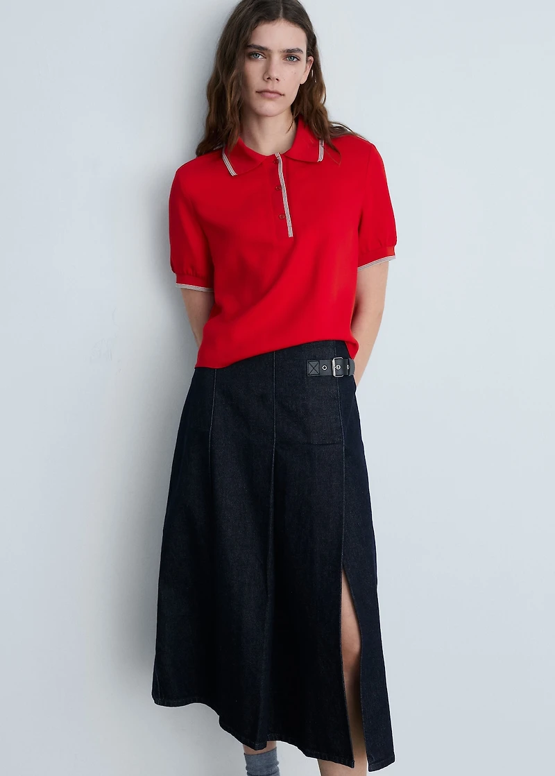 Cropped polo shirt with contrasting trim