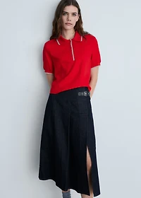 Cropped polo shirt with contrasting trim