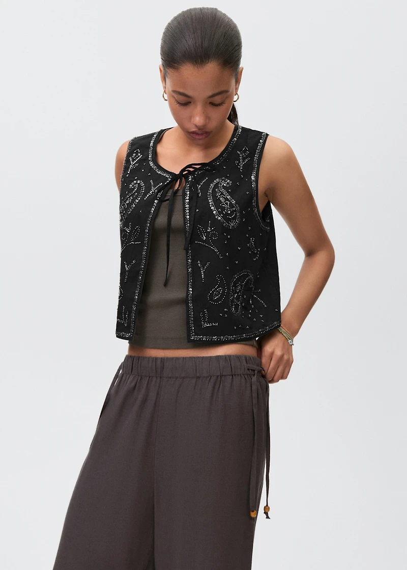 Beaded embroidered vest