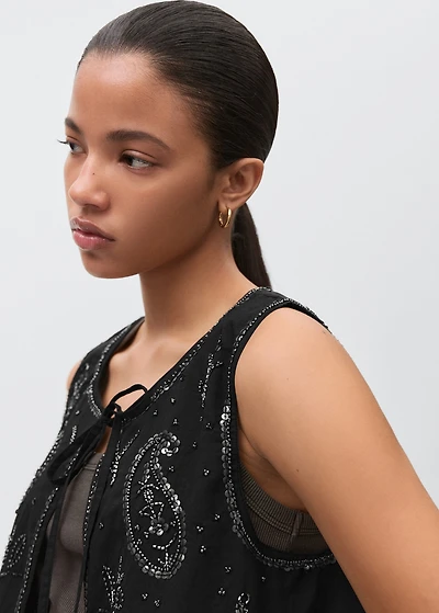 Beaded embroidered vest