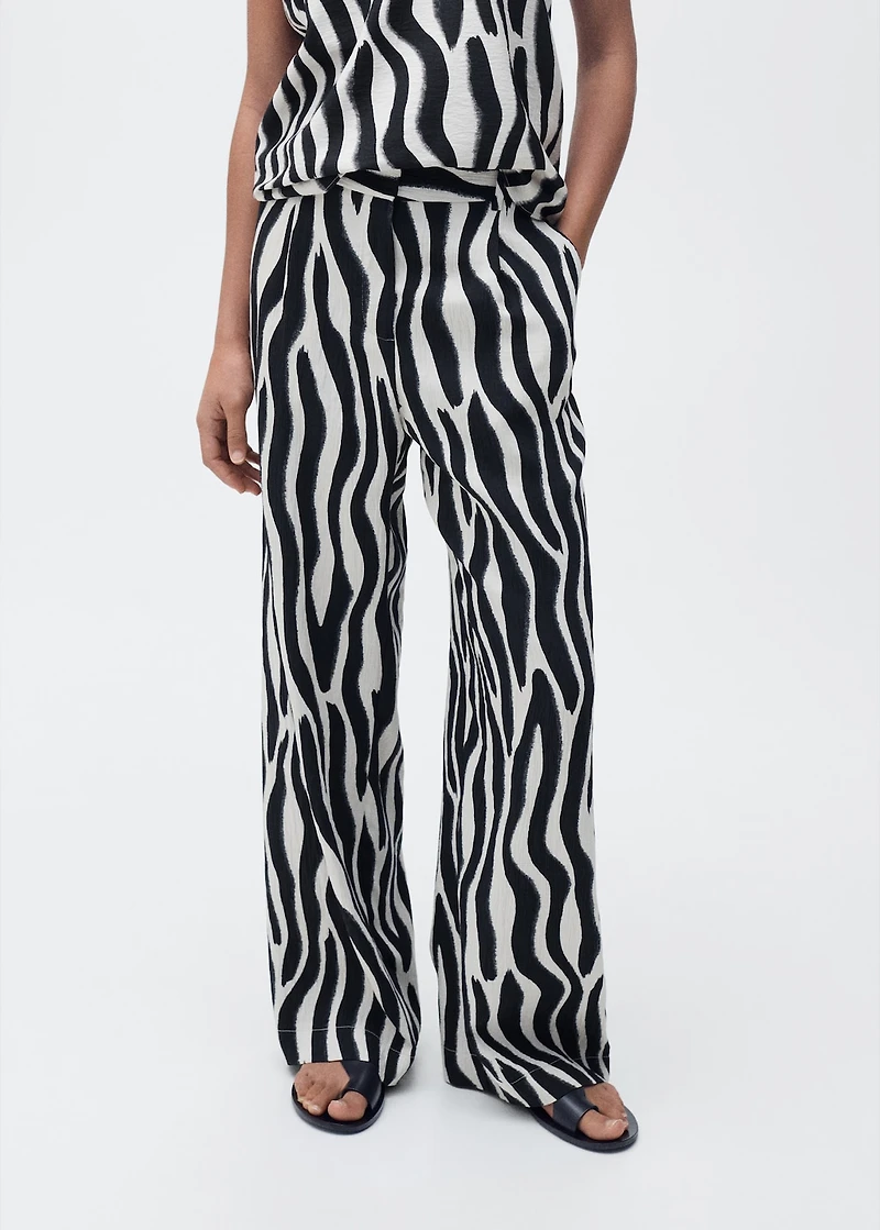 Zebra-print straight-fit pants