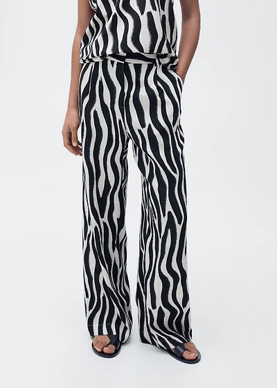 Zebra-print straight-fit pants