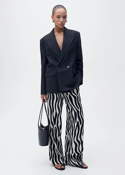 Zebra-print straight-fit pants
