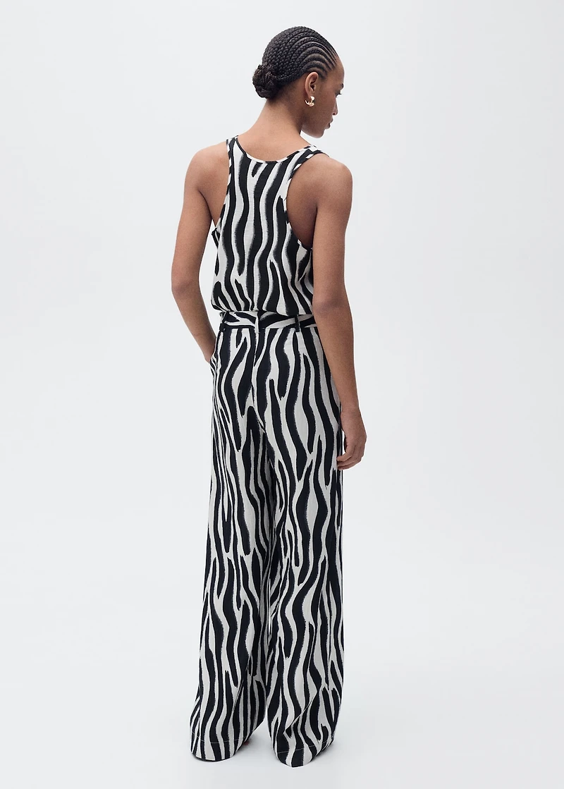 Zebra-print straight-fit pants