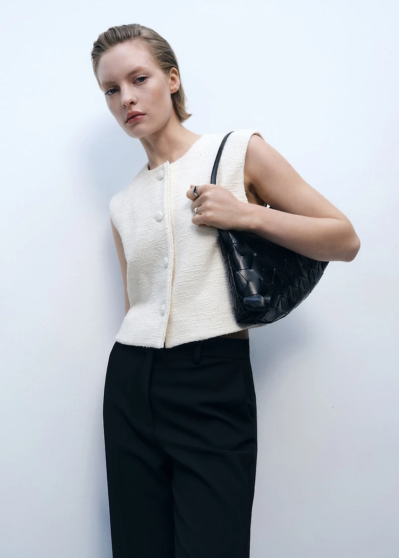 Tweed vest with buttons