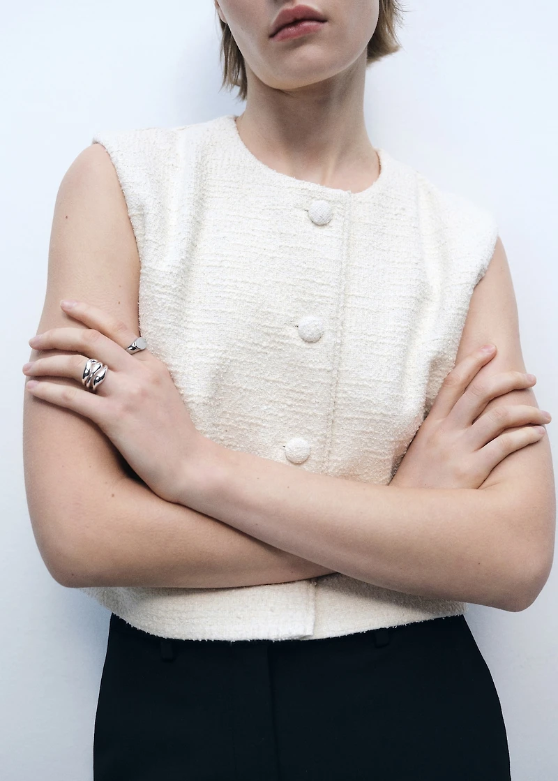 Tweed vest with buttons