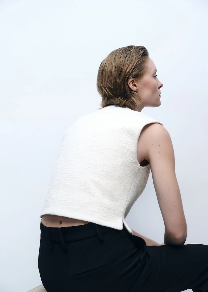 Tweed vest with buttons