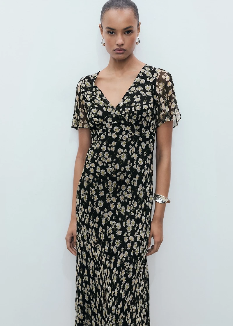 Floral-print straight-fit midi-dress