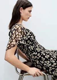 Floral-print straight-fit midi-dress