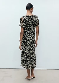 Floral-print straight-fit midi-dress