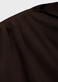 T-shirt with gathered asymmetrical neck