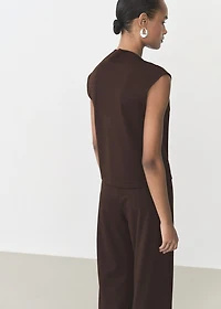 T-shirt with gathered asymmetrical neck