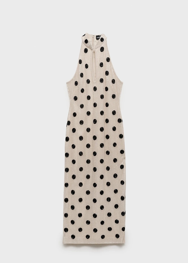 Rhinestone polka-dot halter dress