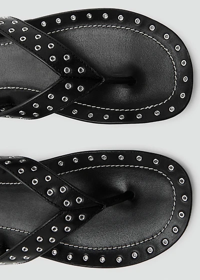 Leather sandals with eyelets