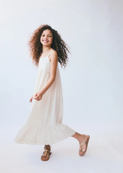 Cotton linen embroidered dress