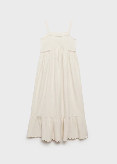Cotton linen embroidered dress