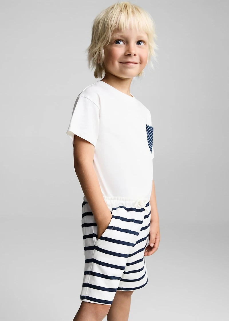 Striped cotton Bermuda shorts