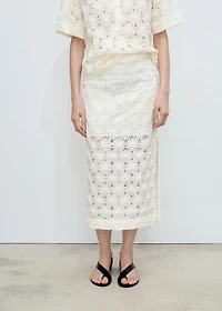 Openwork textured floral skirt