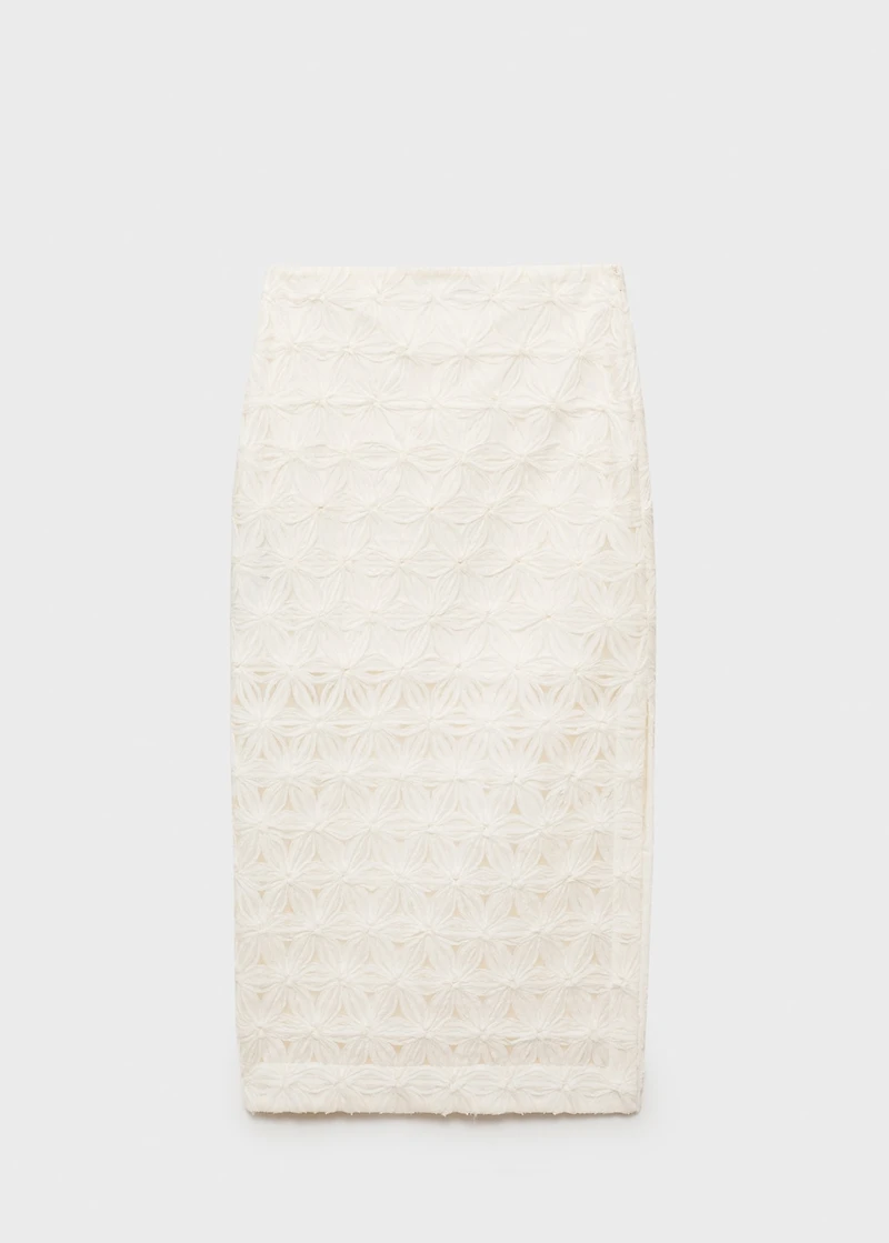 Openwork textured floral skirt