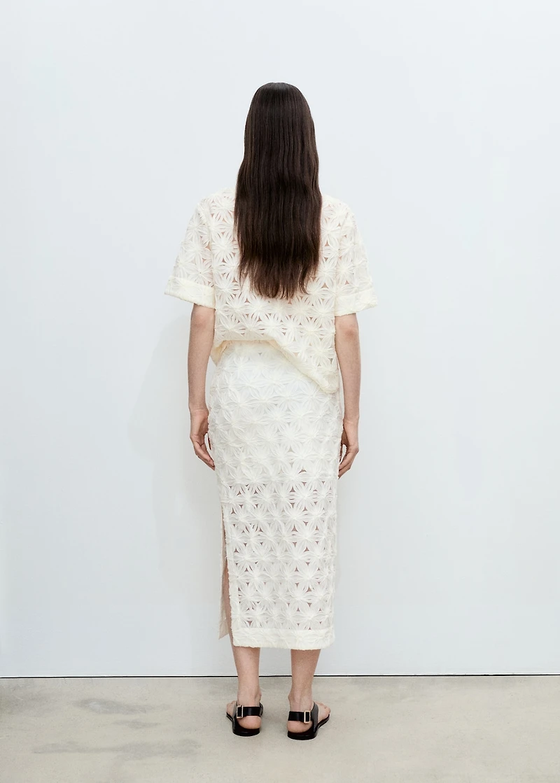 Openwork textured floral skirt