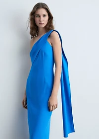 Asymmetrical bow-neck dress