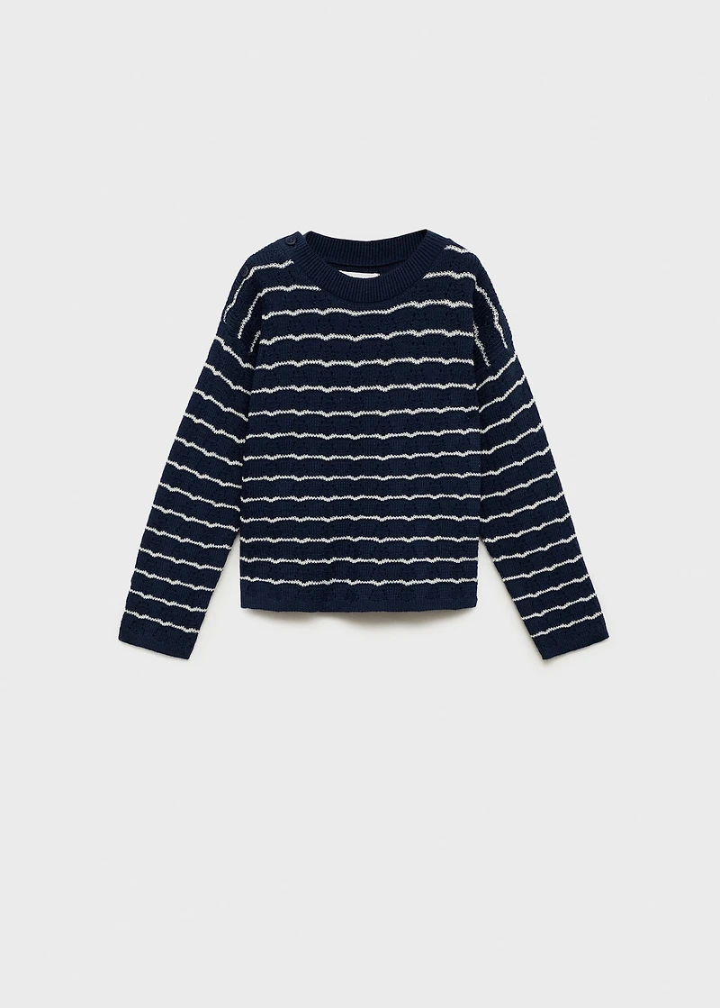 Striped knit sweater with lace accents