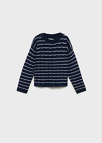 Striped knit sweater with lace accents